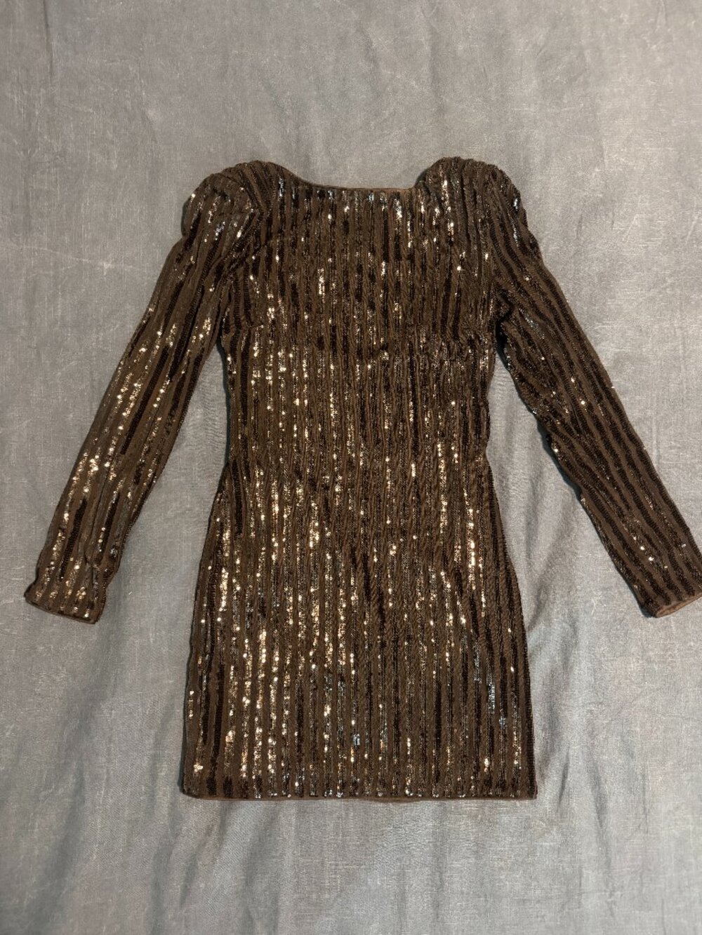 NWT Forever 21 Black Sequin Striped Long Sleeve Bodycon Mini Dress Size M